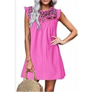 Kirundo Embroidered Mini Dress Womens S Hot Pink